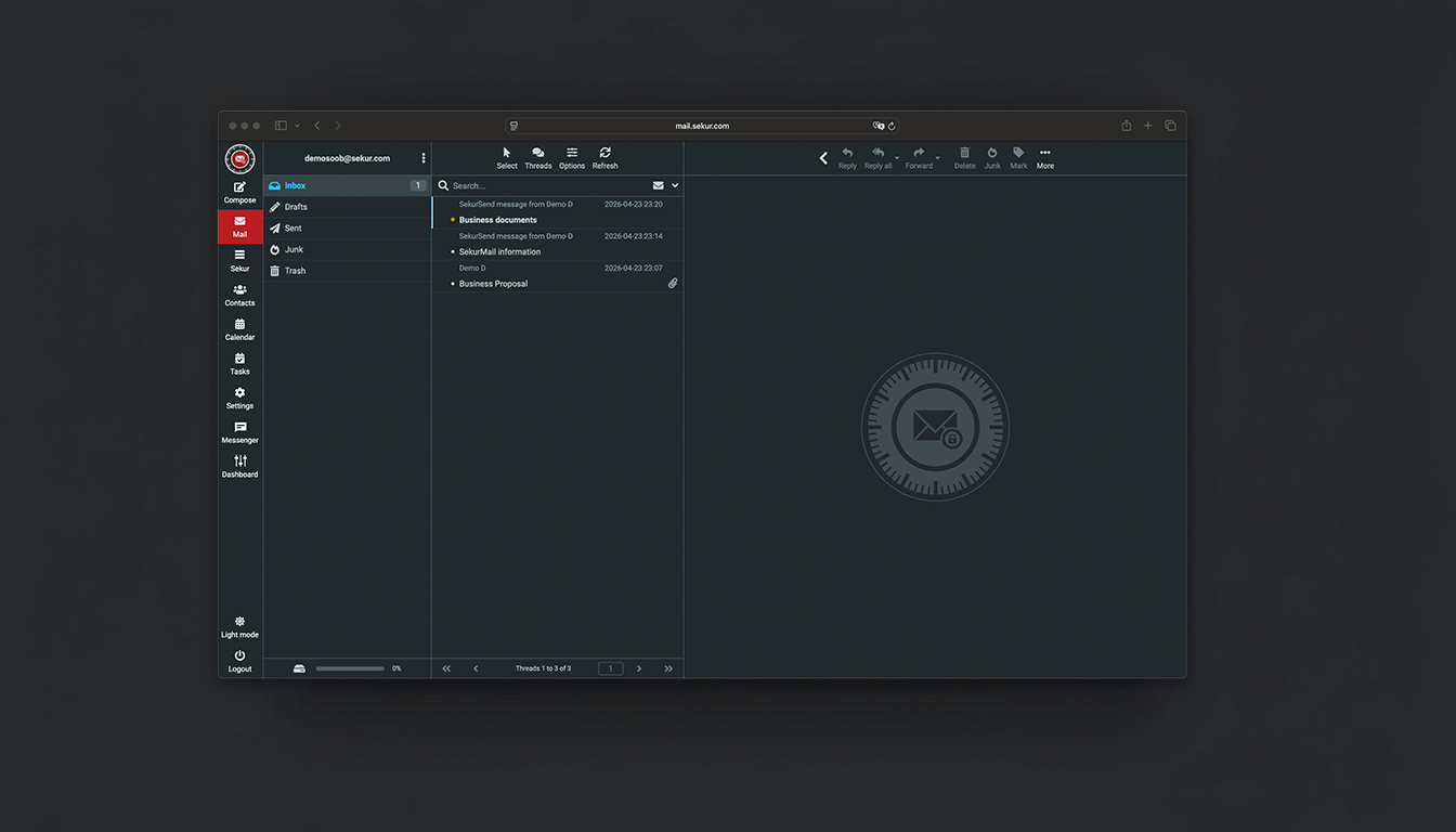 SekurMail Interface