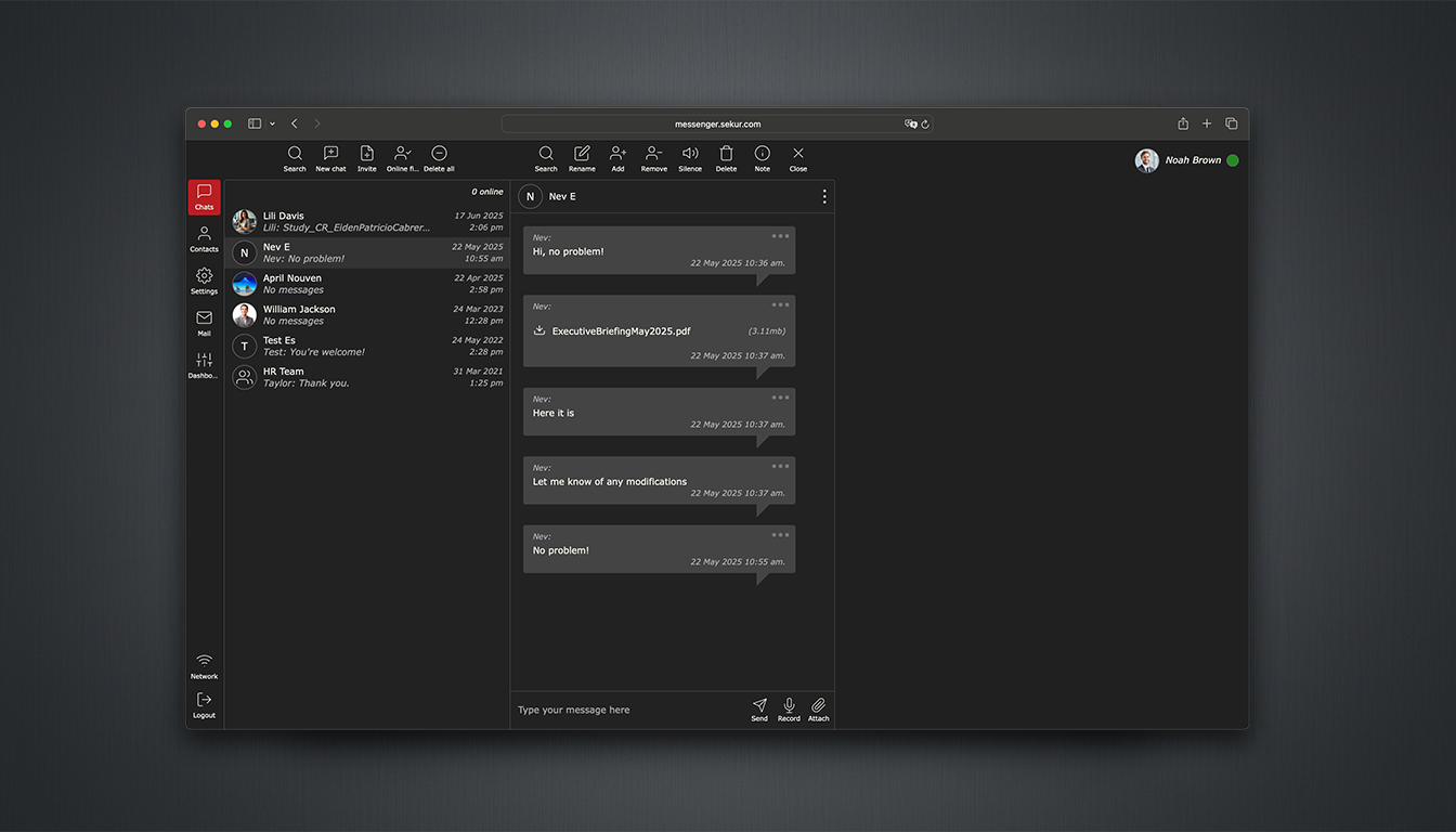 SekurMessenger Interface